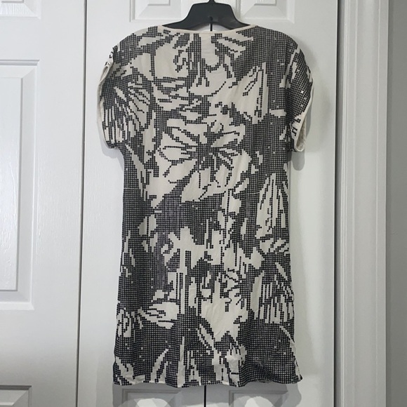 TIBI White With Black Sequins Pull Over Silk Dress - Picture 6 of 16